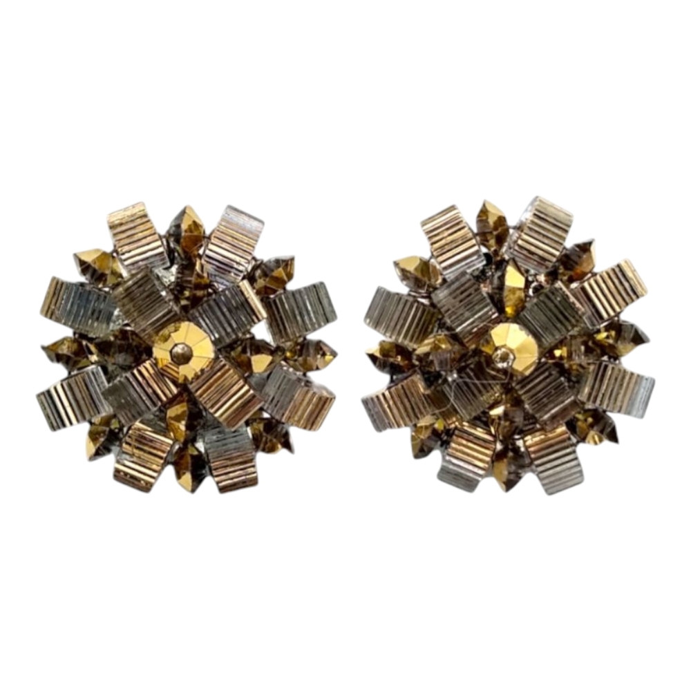 Vintage Made in Austria Earrings, Exquisite Cut Glass and Crystal Clip Earrings